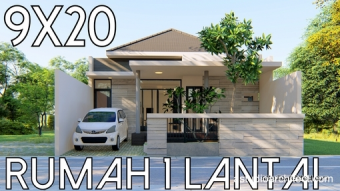 Desain Rumah 1 Lantai lahan 9x20m [kode 39B]