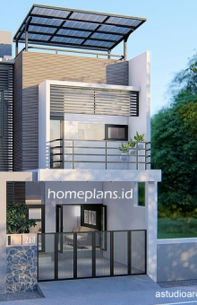 Desain rumah 6x12m dengan Rooftop untuk Acara Sosial [kode 268z]