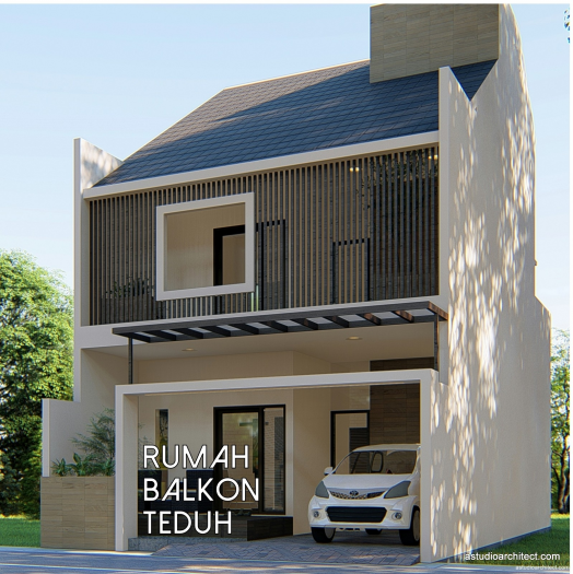 Desain Rumah Balkon Teduh 7x12m2 dengan 3 kamar [kode 137]