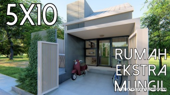 Desain rumah ekstra mungil 5x10m [kode 010B]