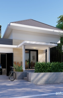 [kode 076B] DESAIN RUMAH 1 lantai ala Villa yang ada ROOFTOP nya  10x20m