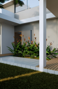 [kode 276z] DESAIN RUMAH 1 Lantai yang Fresh Banget ada Kolam dan Rooftop - lahan 20x20m