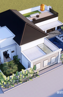 [kode 303 Rumah Villa Tropis Modern dengan Kolam Renang di Lahan 16x20 m