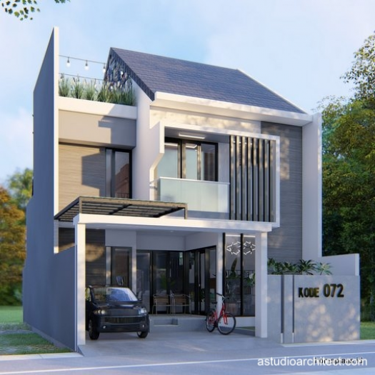 RUMAH dengan KEJUTAN OUTDOOR CINEMA Rooftop lahan 9x15m [kode 072]