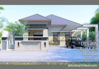 RUMAH GAYA. Desain rumah Bapak NOVA lahan 13x31m [kode 222]